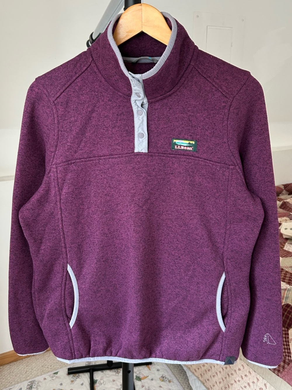 LL Bean Fleece Snap Pullover Sweater Women’s Large